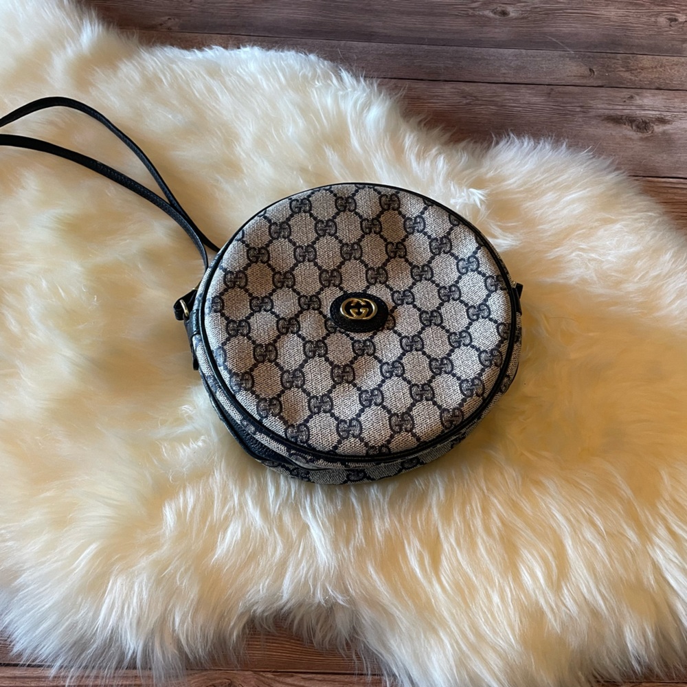 Gucci | vintage Ophidia GG Round Bag | Navy - Picture 6 of 16